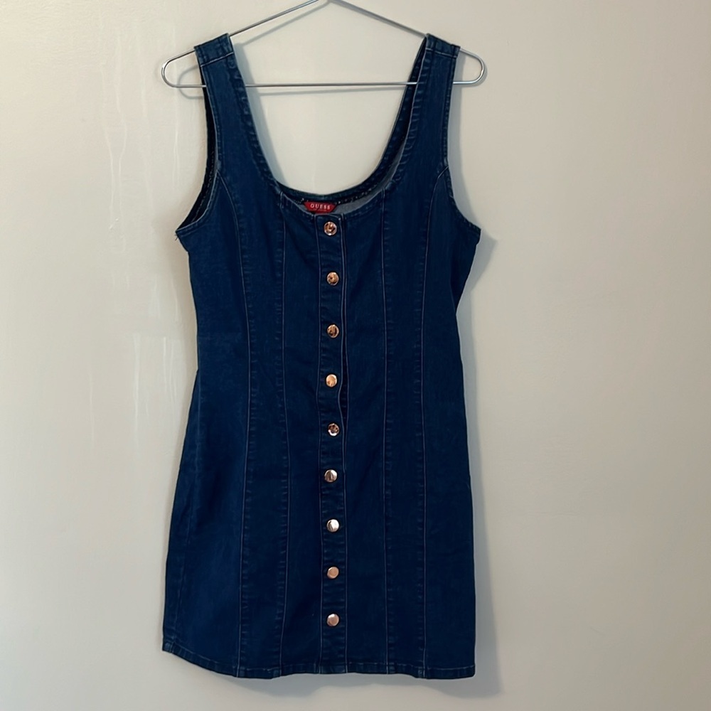 Guess Jean Denim dress bodycon copper buttons